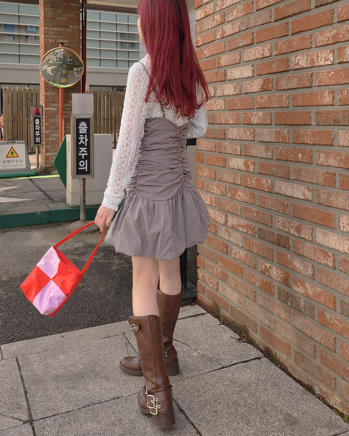 shirring balloon mini dress