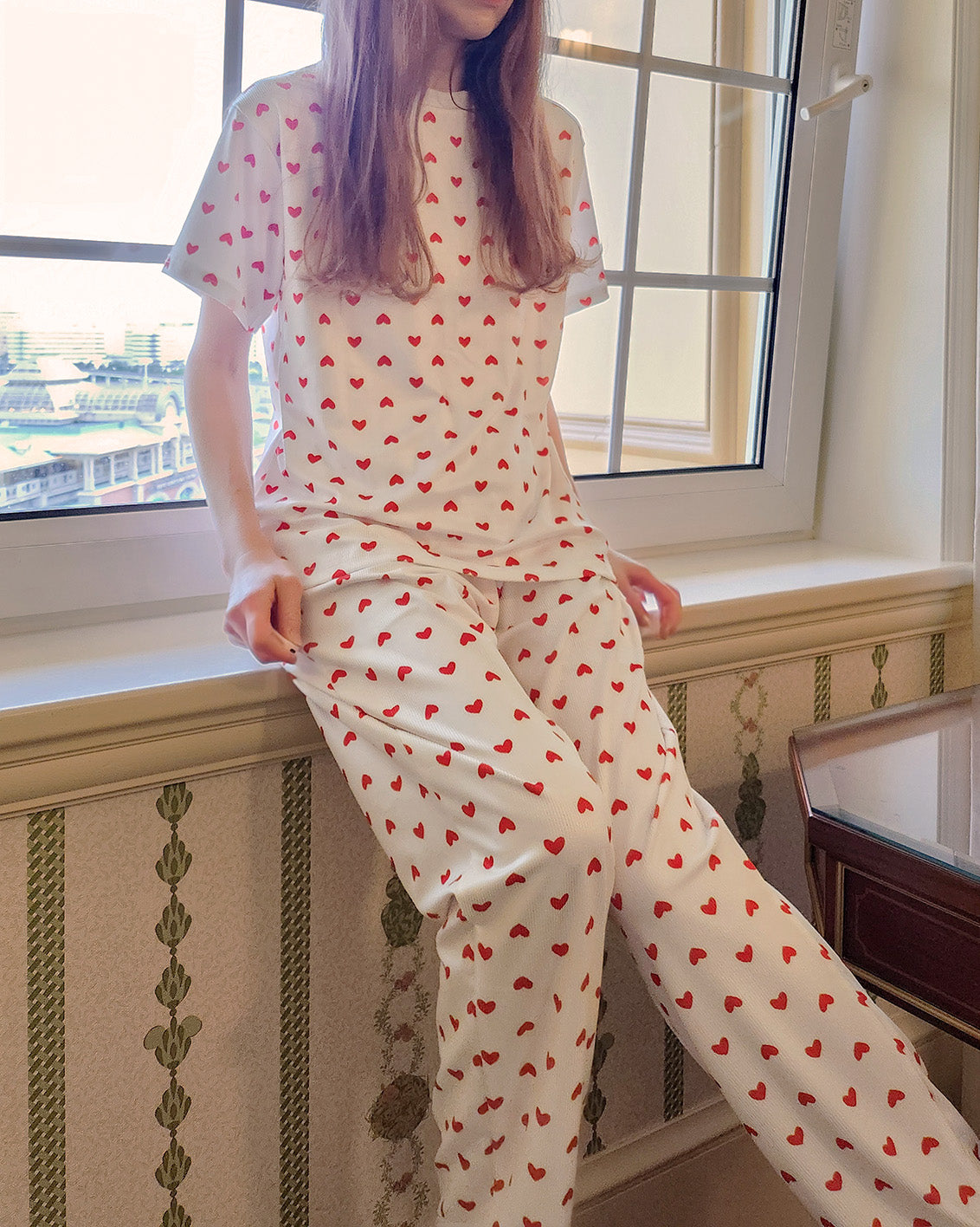 heart pattern pajamas (2点セット)