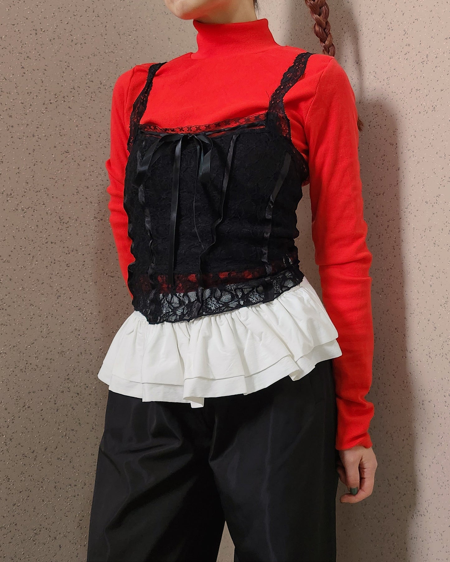 lace ribbon sheer bustier