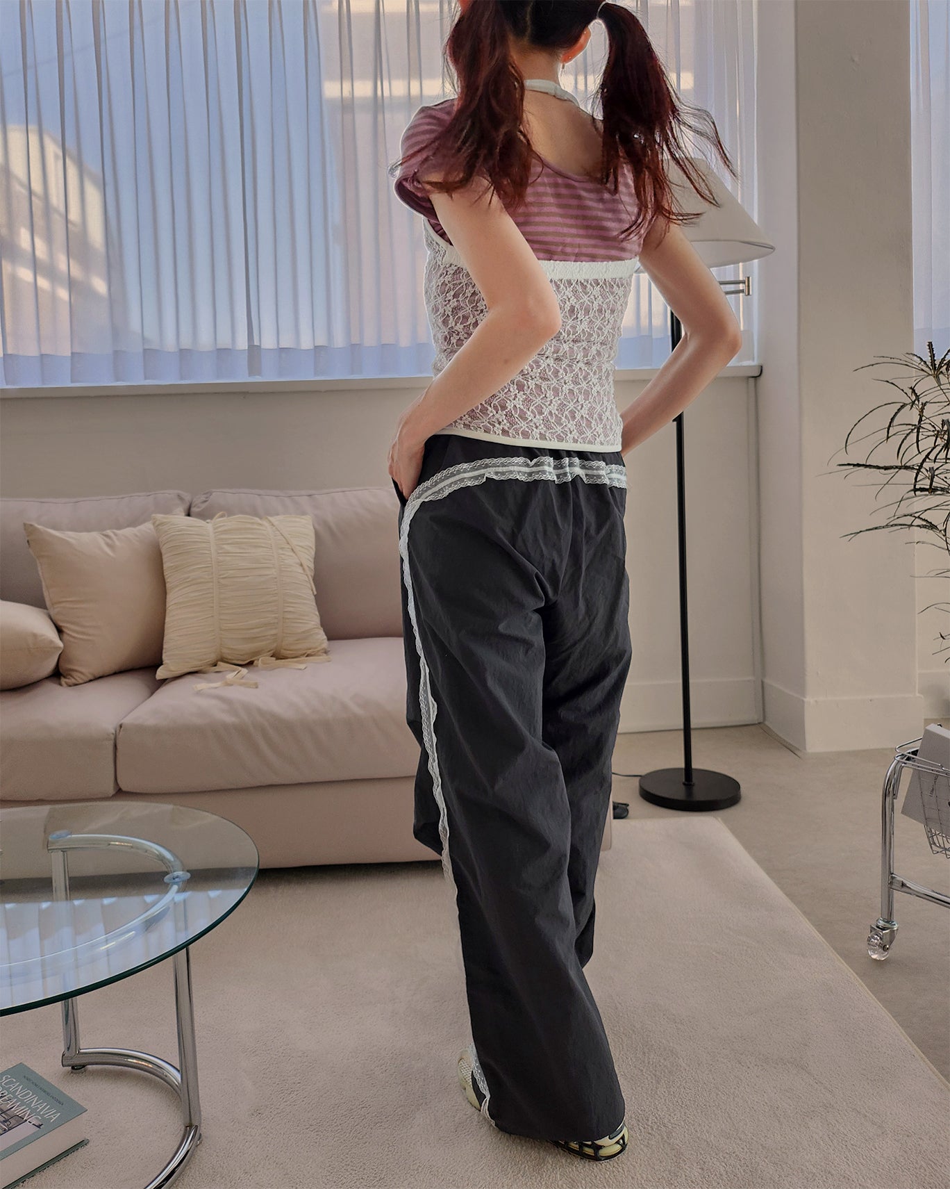 lace sheer halter neck bustier