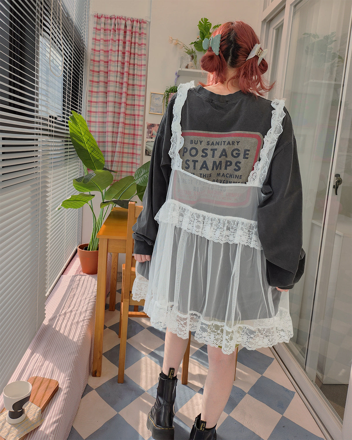 pigment box logo oversize long sleeve T