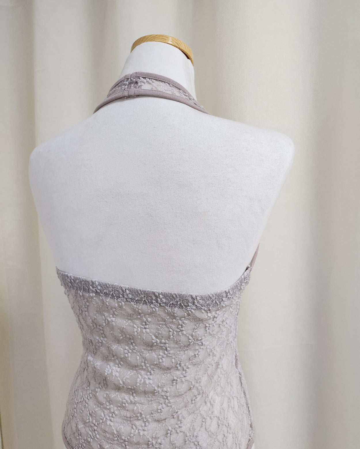 lace sheer halter neck bustier