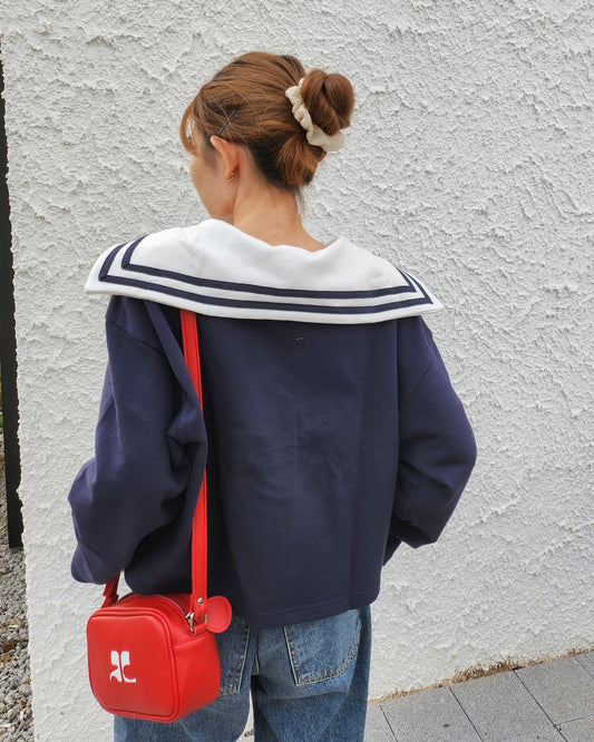 sailor collar sweat cardigan