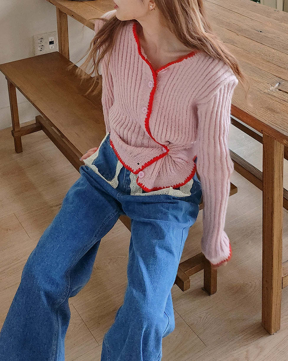 bicolor 2way  knit cardigan