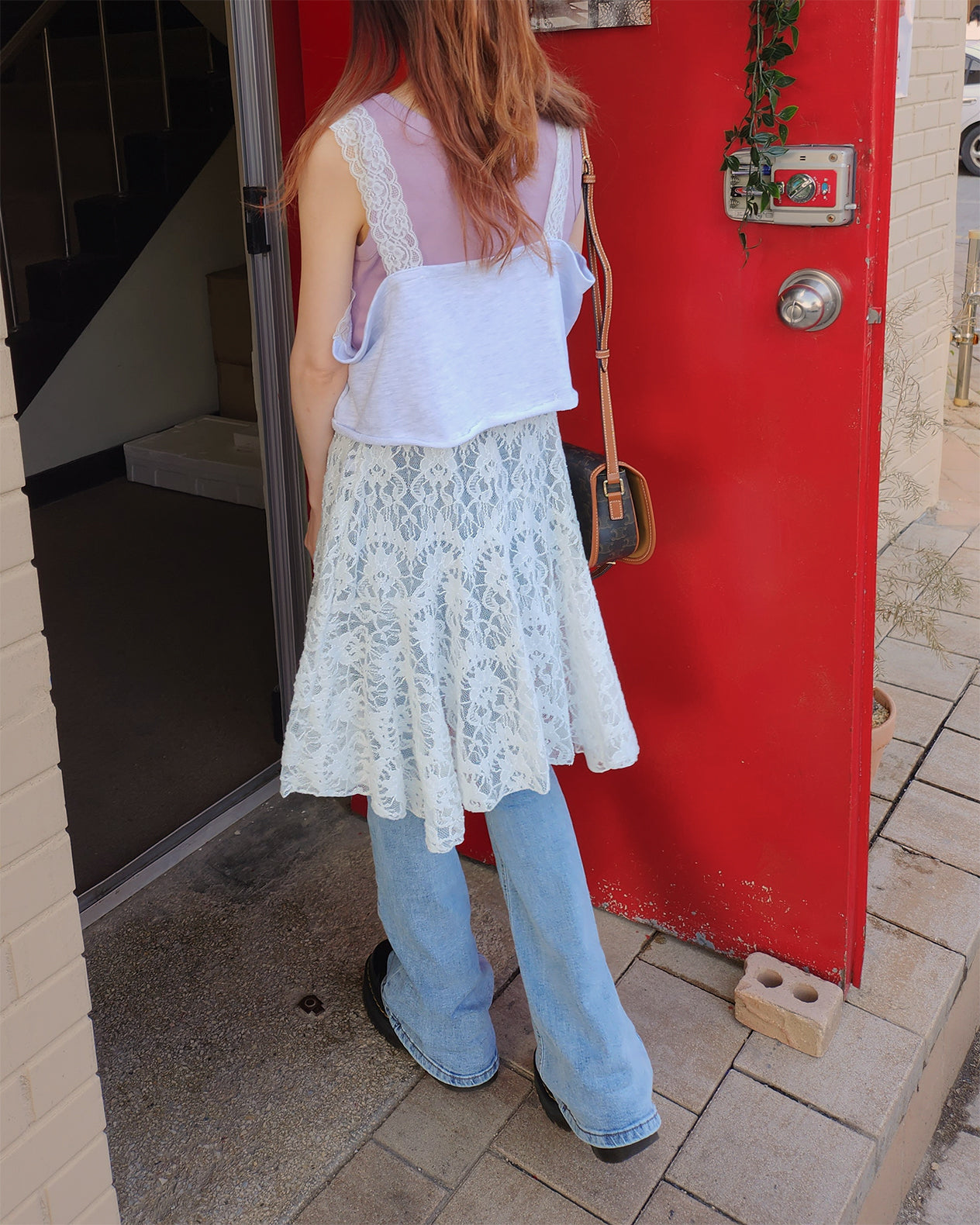 lace point logo sweat  bustier