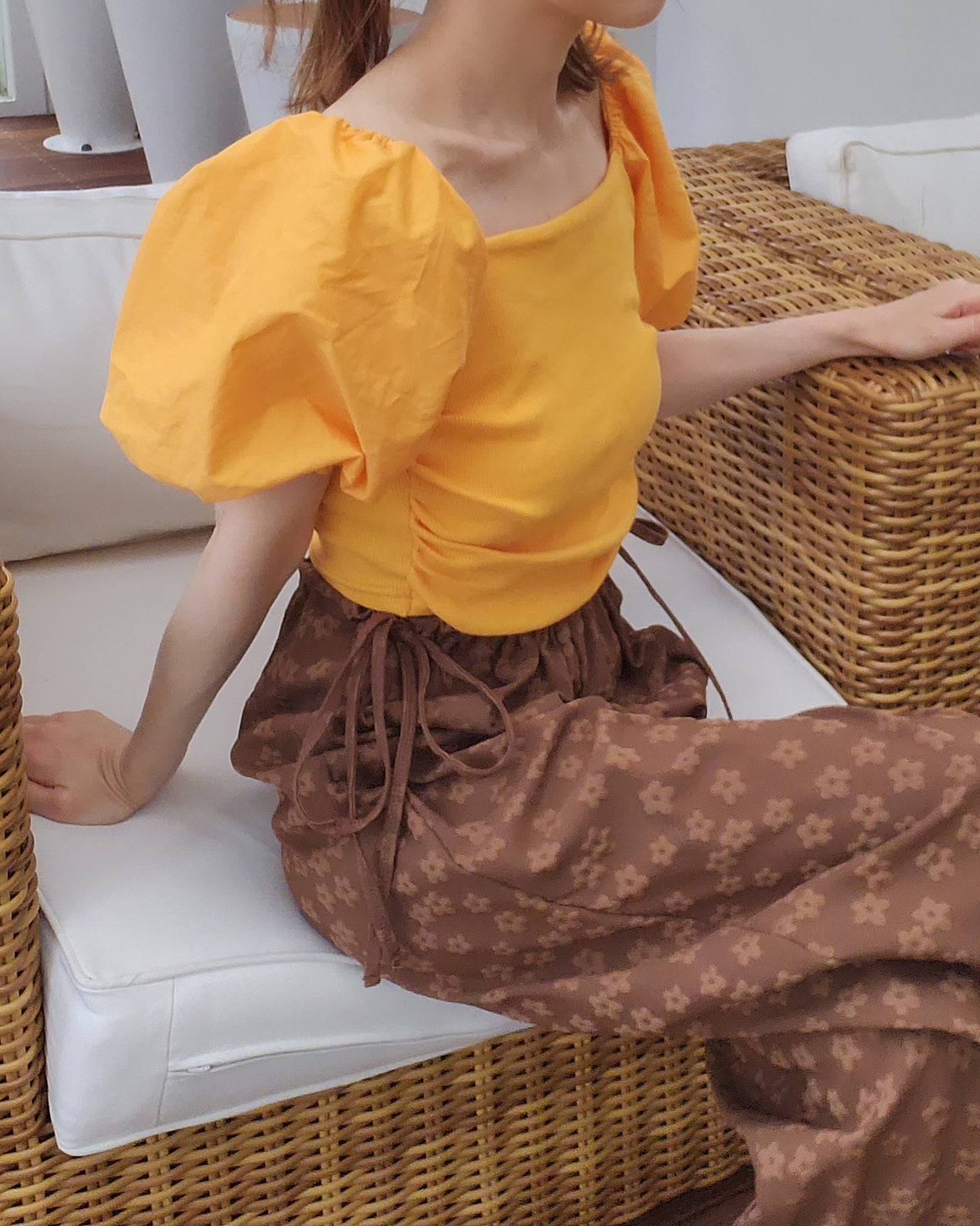 volume puff sleeve short top