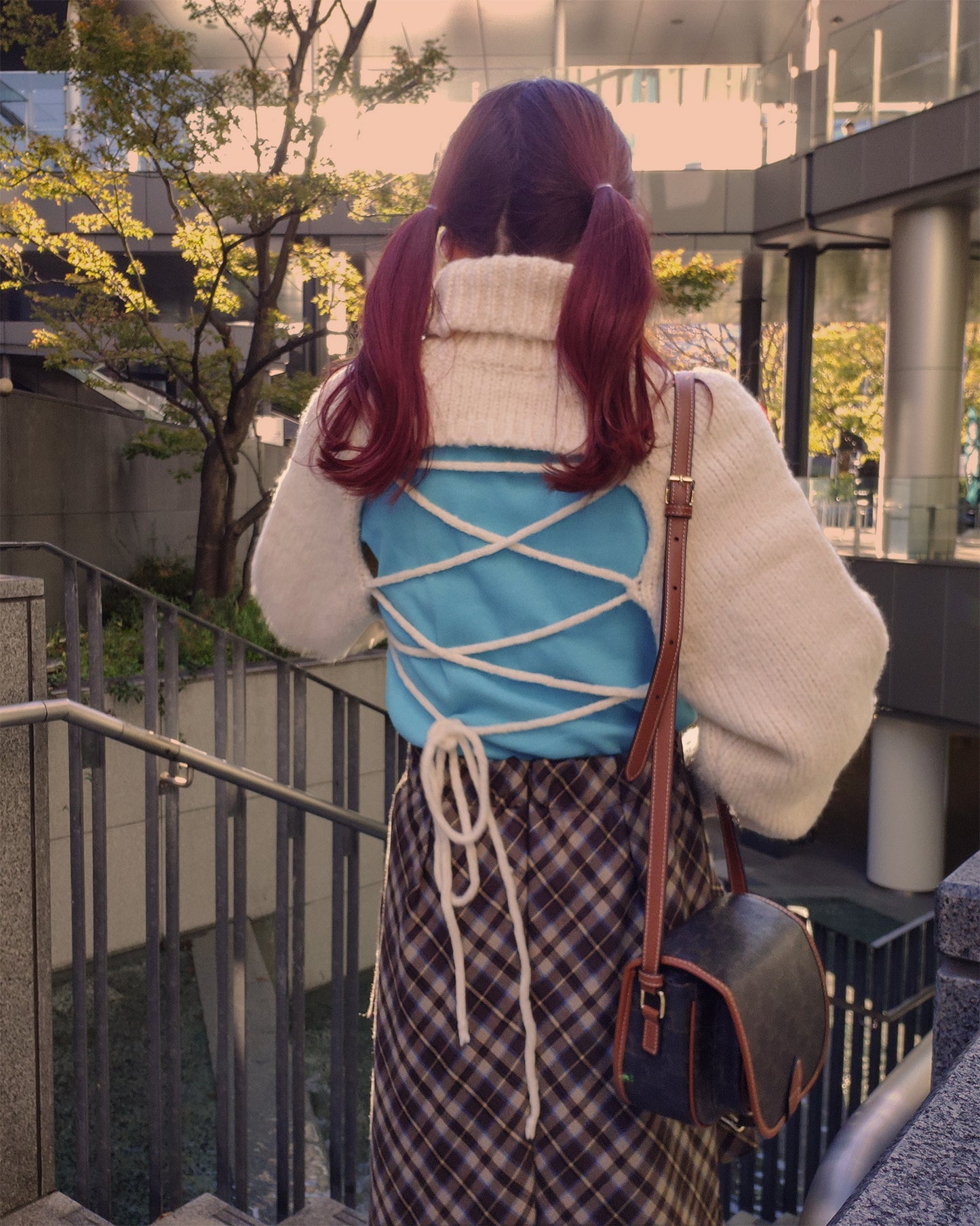 turtleneck eyelet short knit