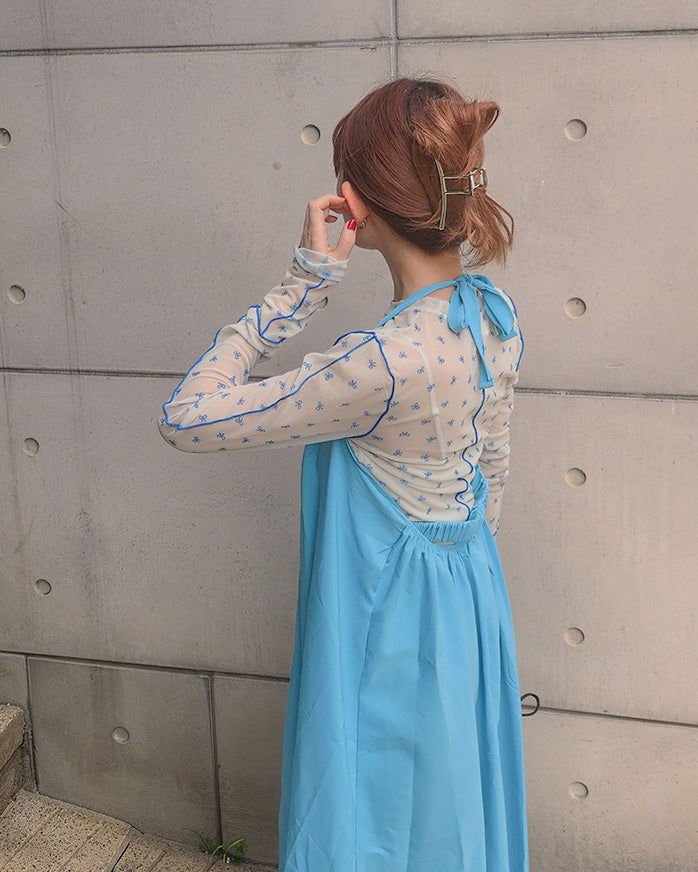 halter neck back open long dress