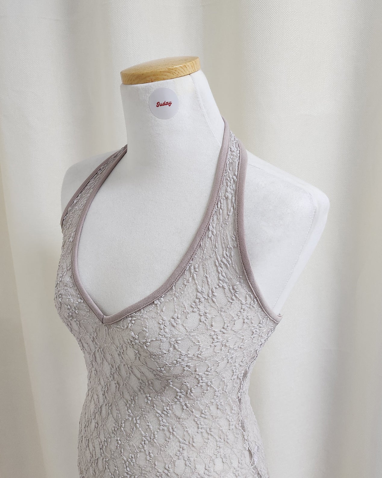 lace sheer halter neck bustier