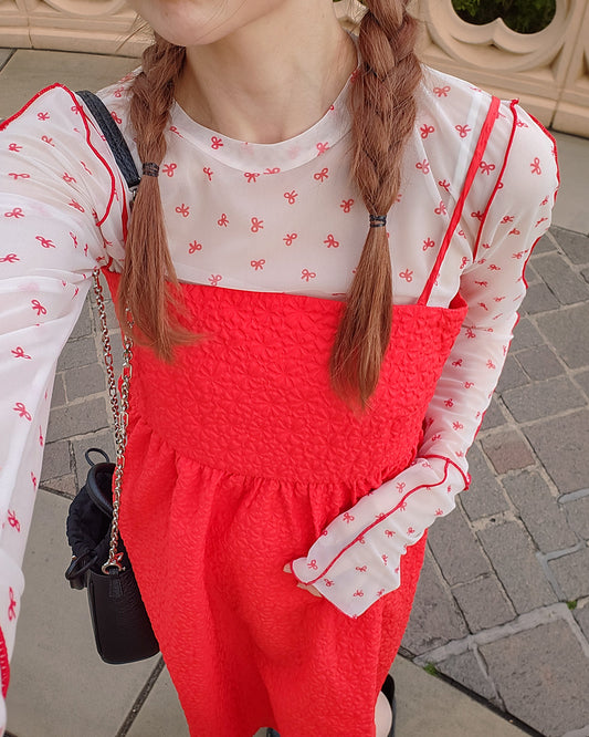 ribbon pattern sheer top