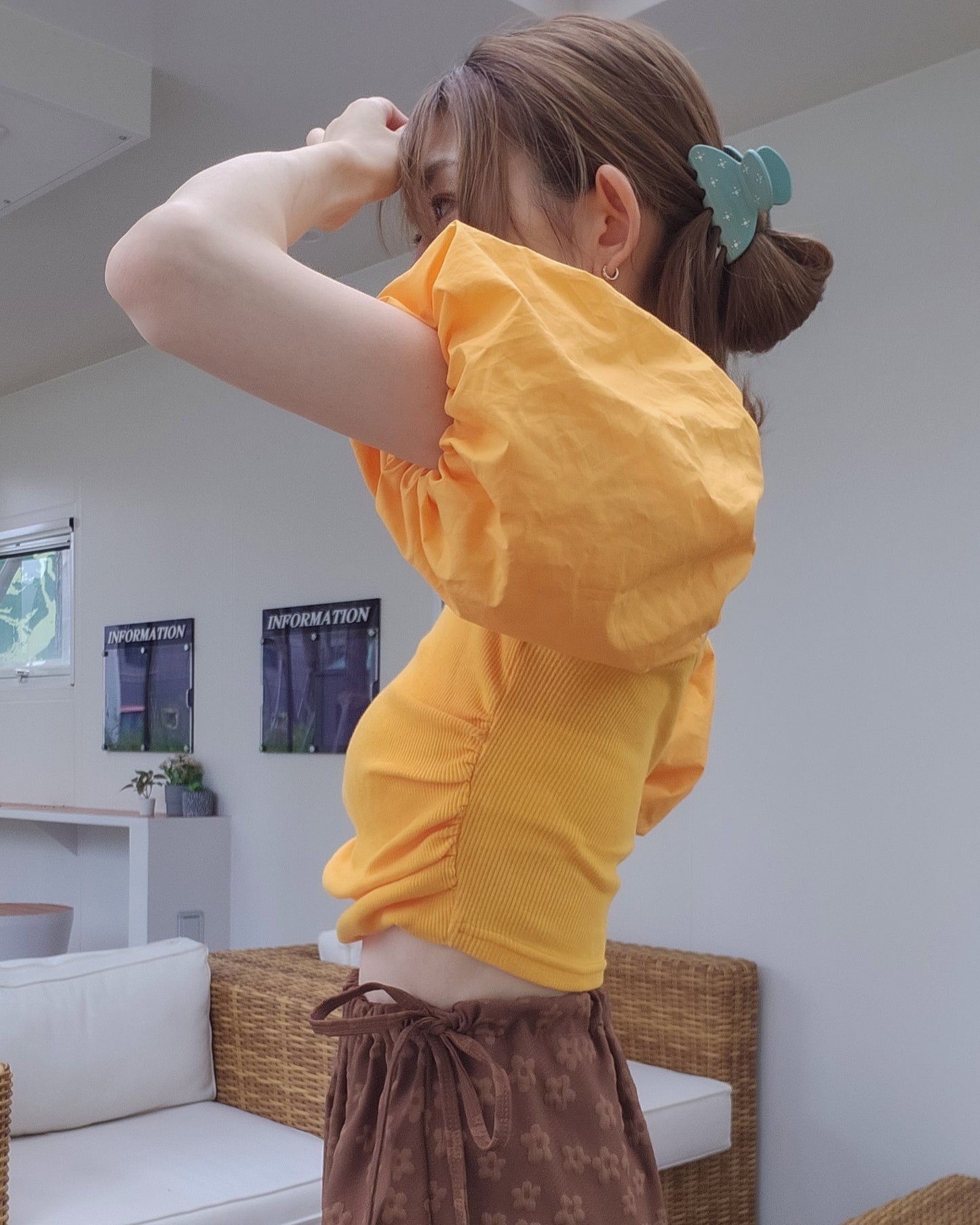 volume puff sleeve short top