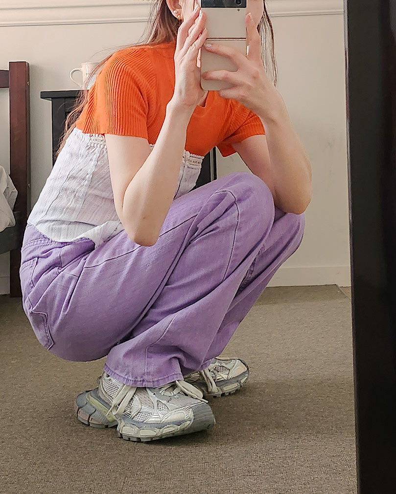 pigment color straight wide cotton pants