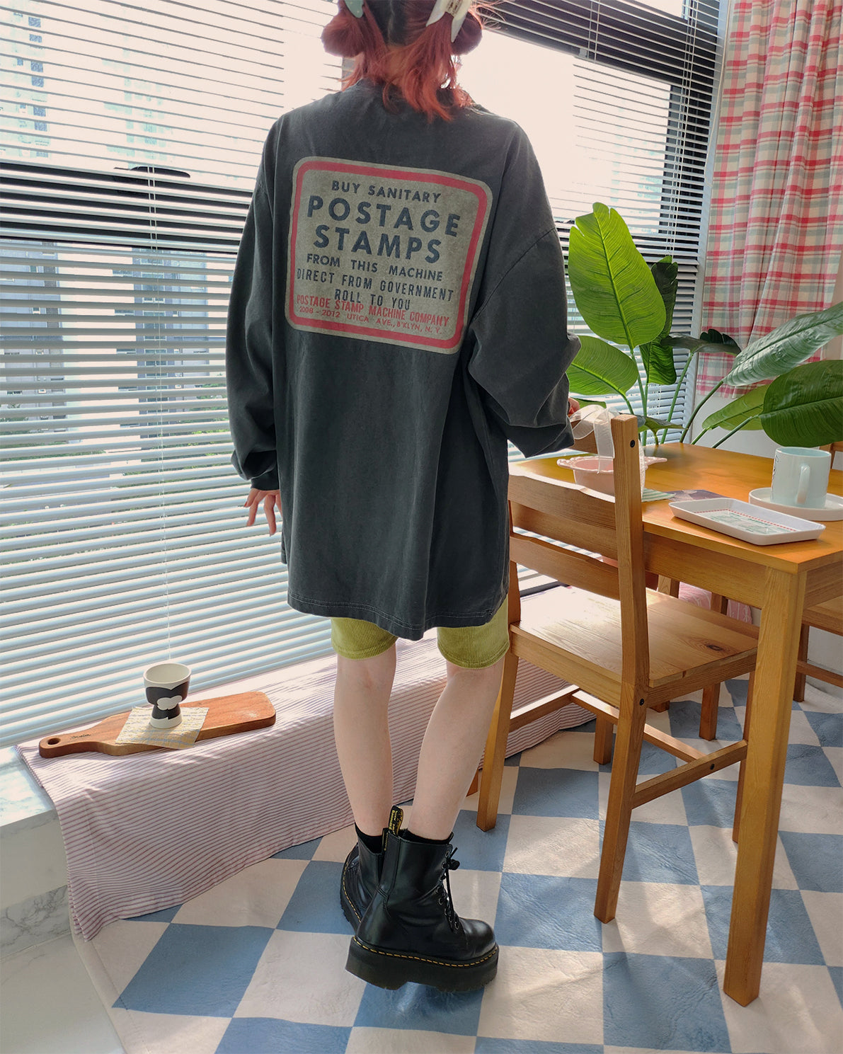 pigment box logo oversize long sleeve T