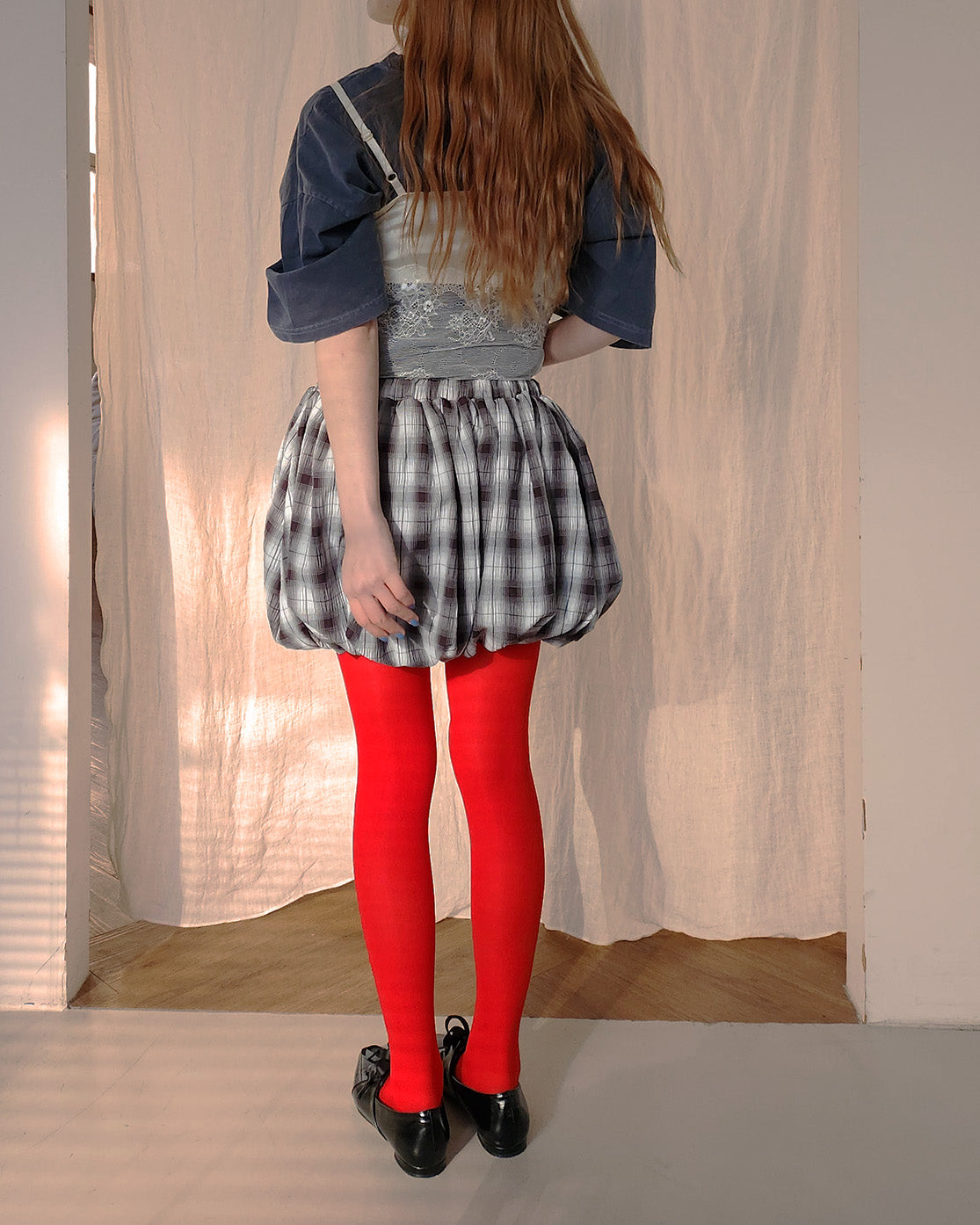 check balloon mini skirt
