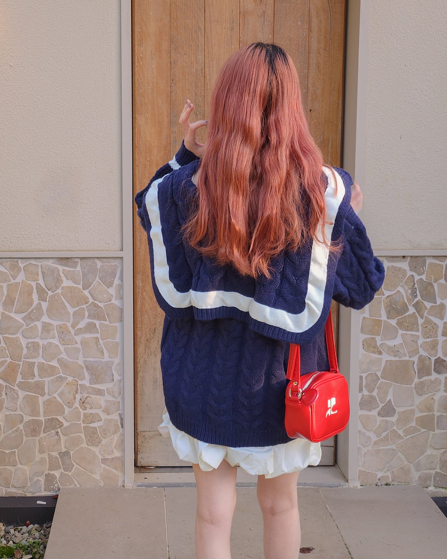 sailor collar oversize knit cardigan