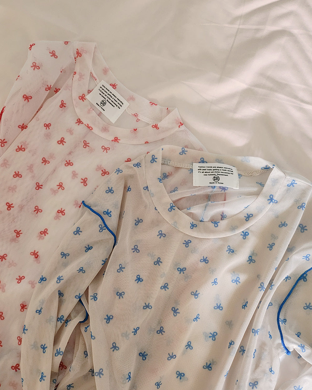 ribbon pattern sheer top