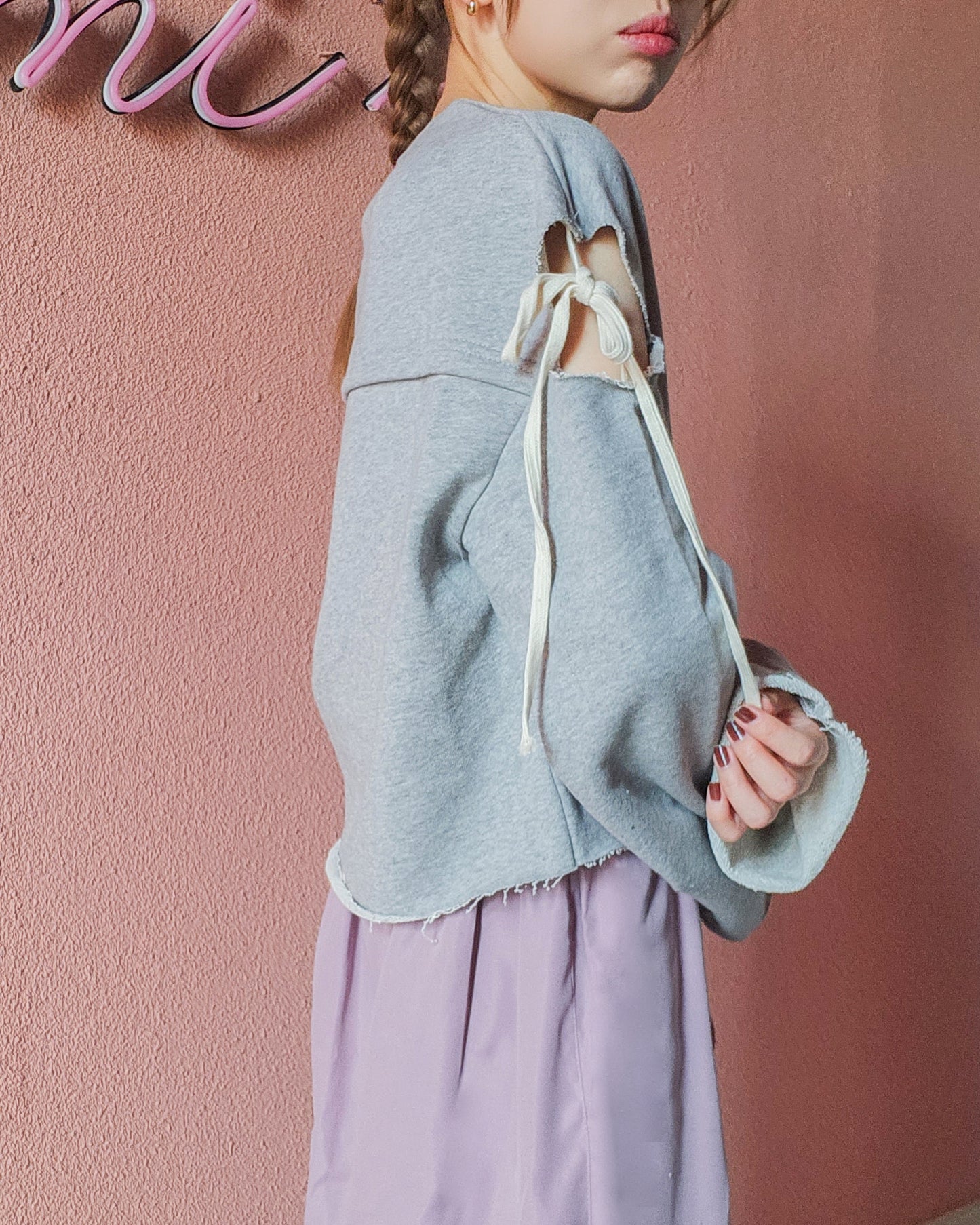 cut out ribbon sweatshirt