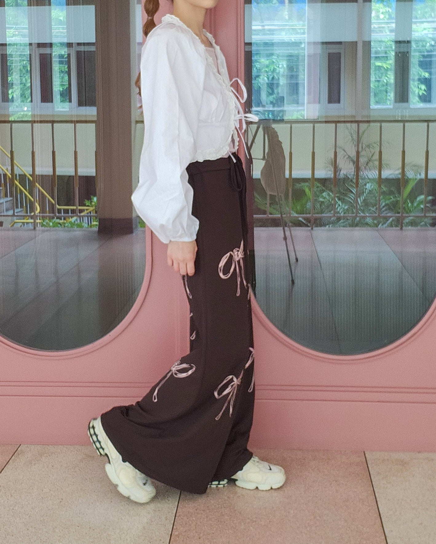 frill double ribbon blouse