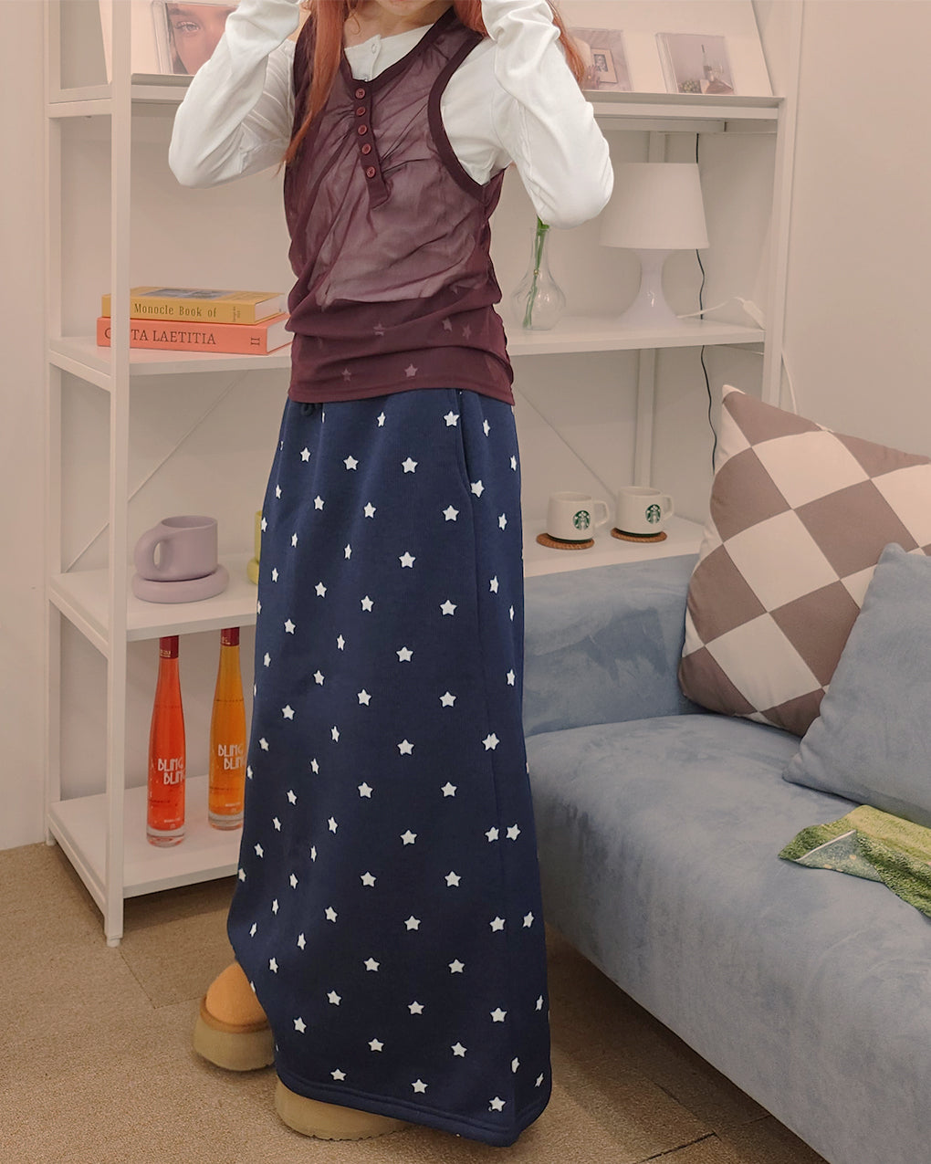 henry neck sheer sleeve less top