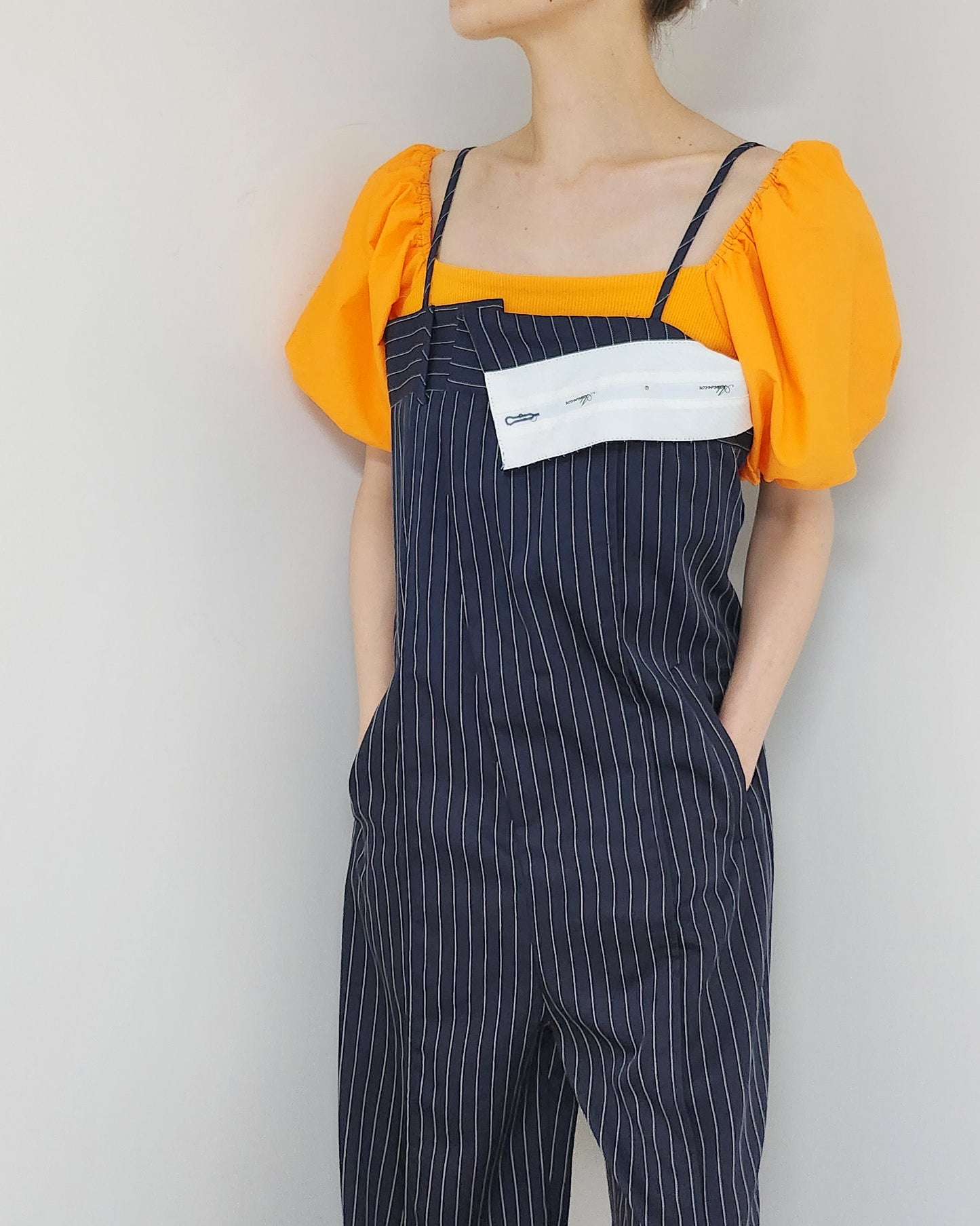 pinstripe design jumpsuit