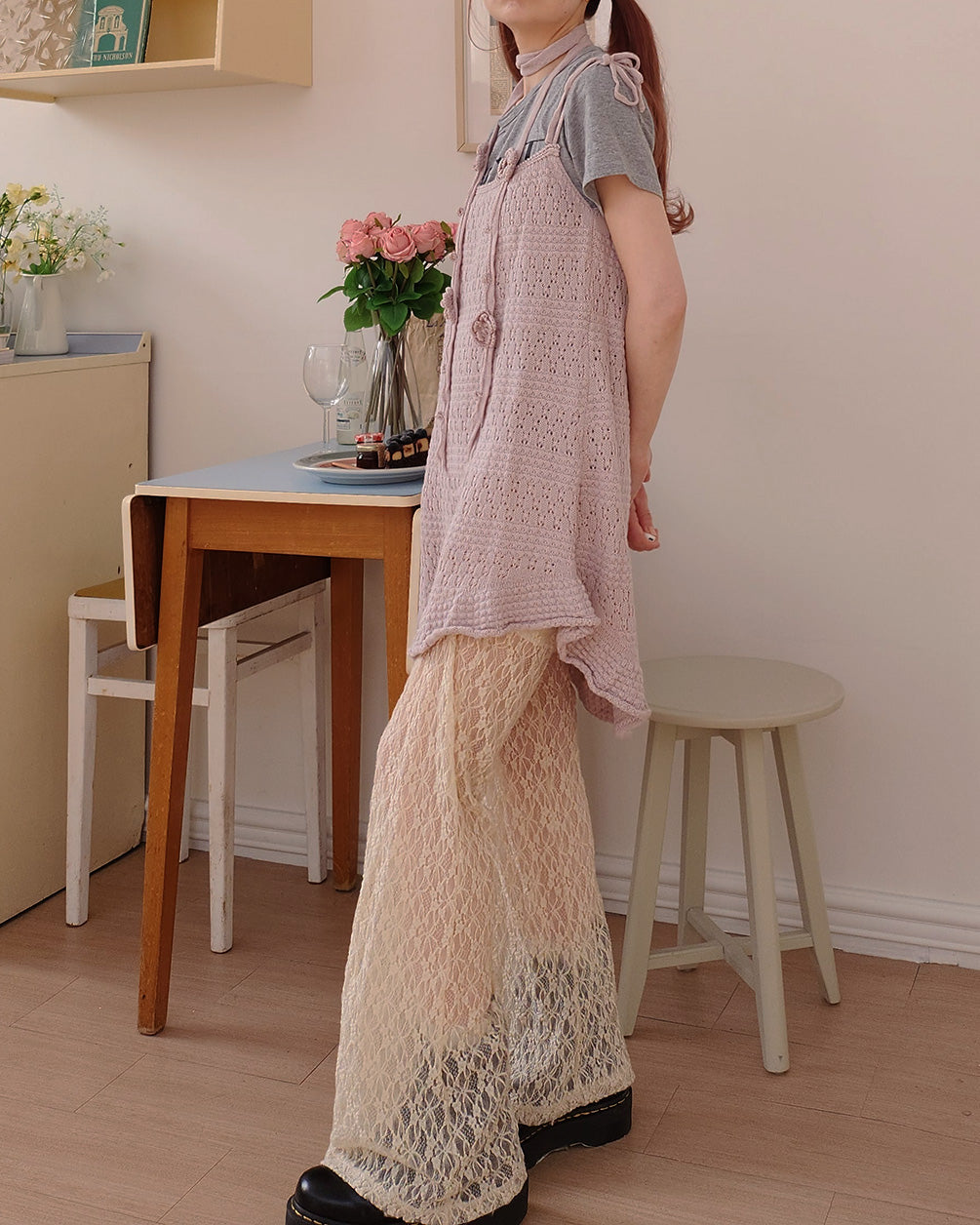 rose scarf knit mini dress