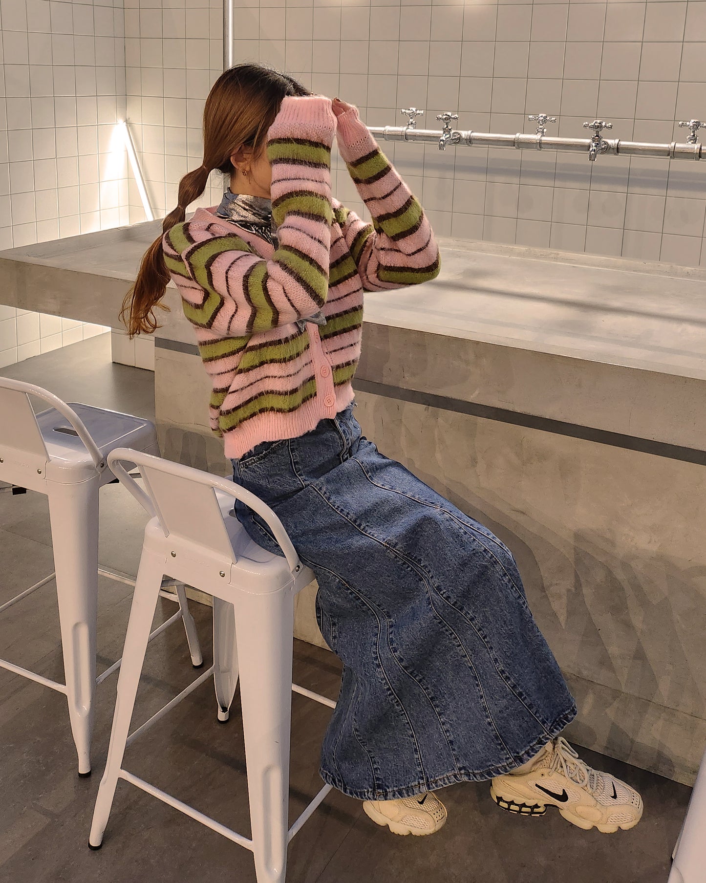 multi stripe knit cardigan