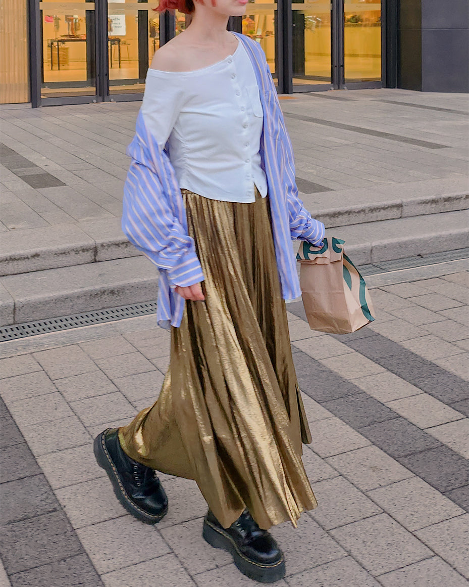 metallic pleated skirt