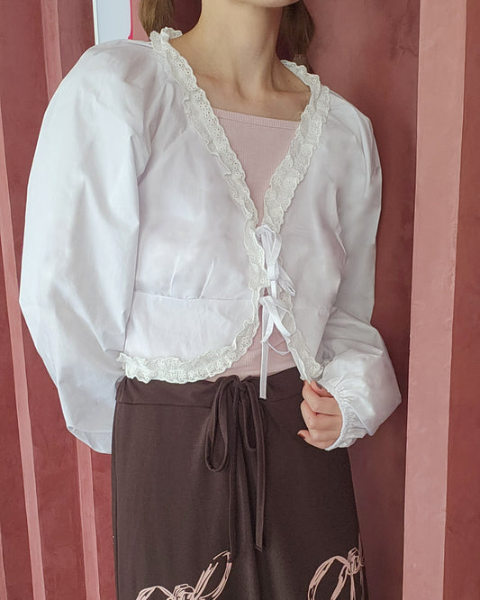 frill double ribbon blouse