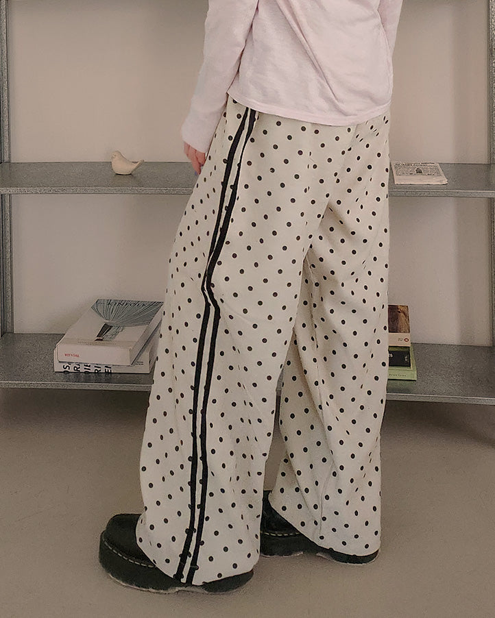 dot side line light corduroy pants