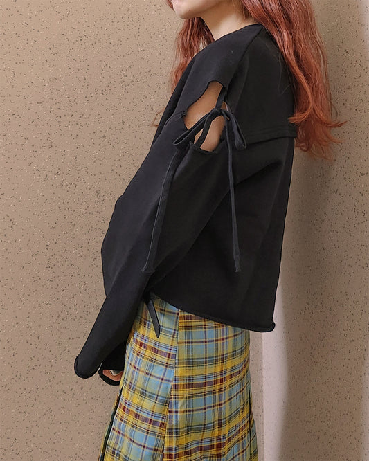 cut out ribbon sweatshirt