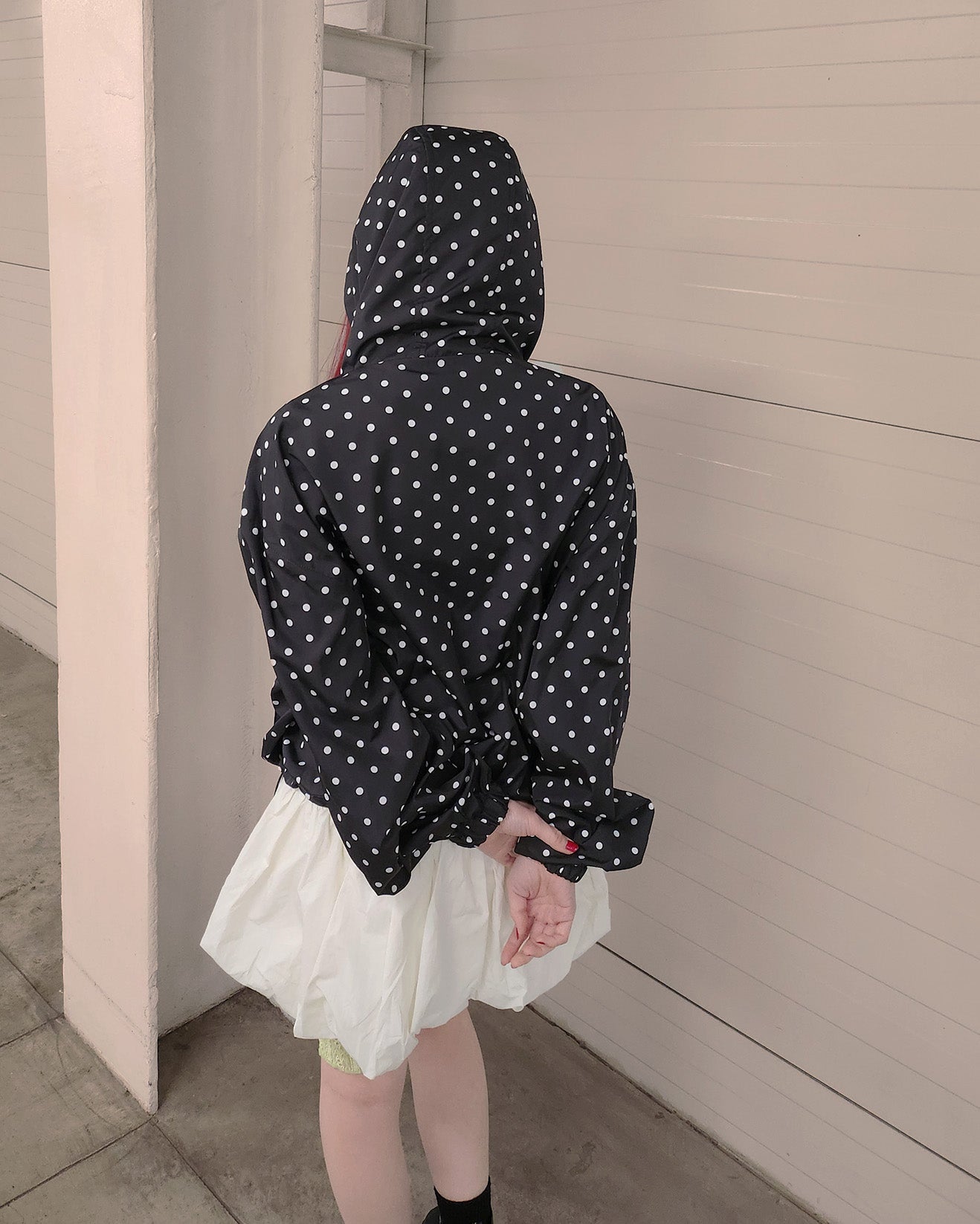 dot frill nylon blouson