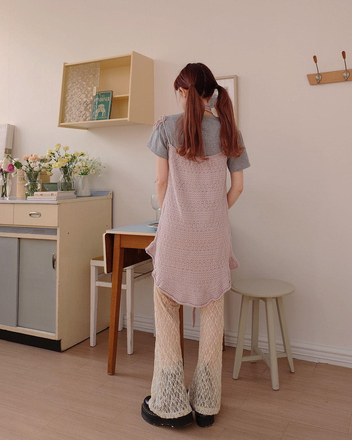 rose scarf knit mini dress