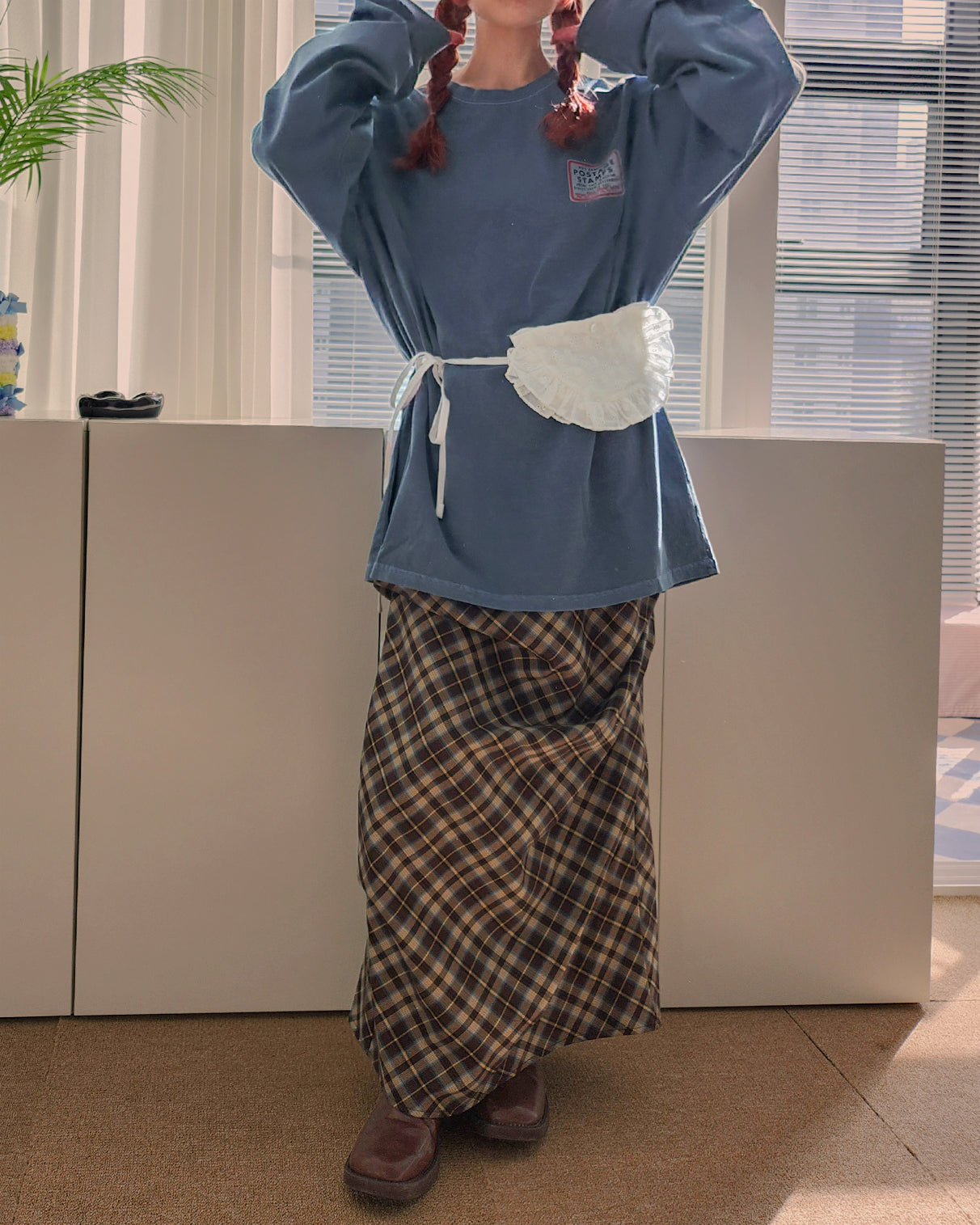 pigment box logo oversize long sleeve T