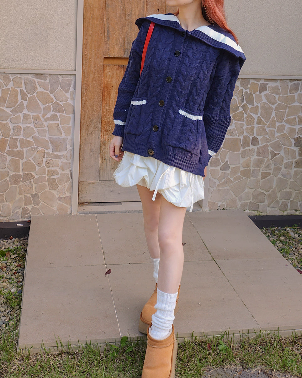 sailor collar oversize knit cardigan