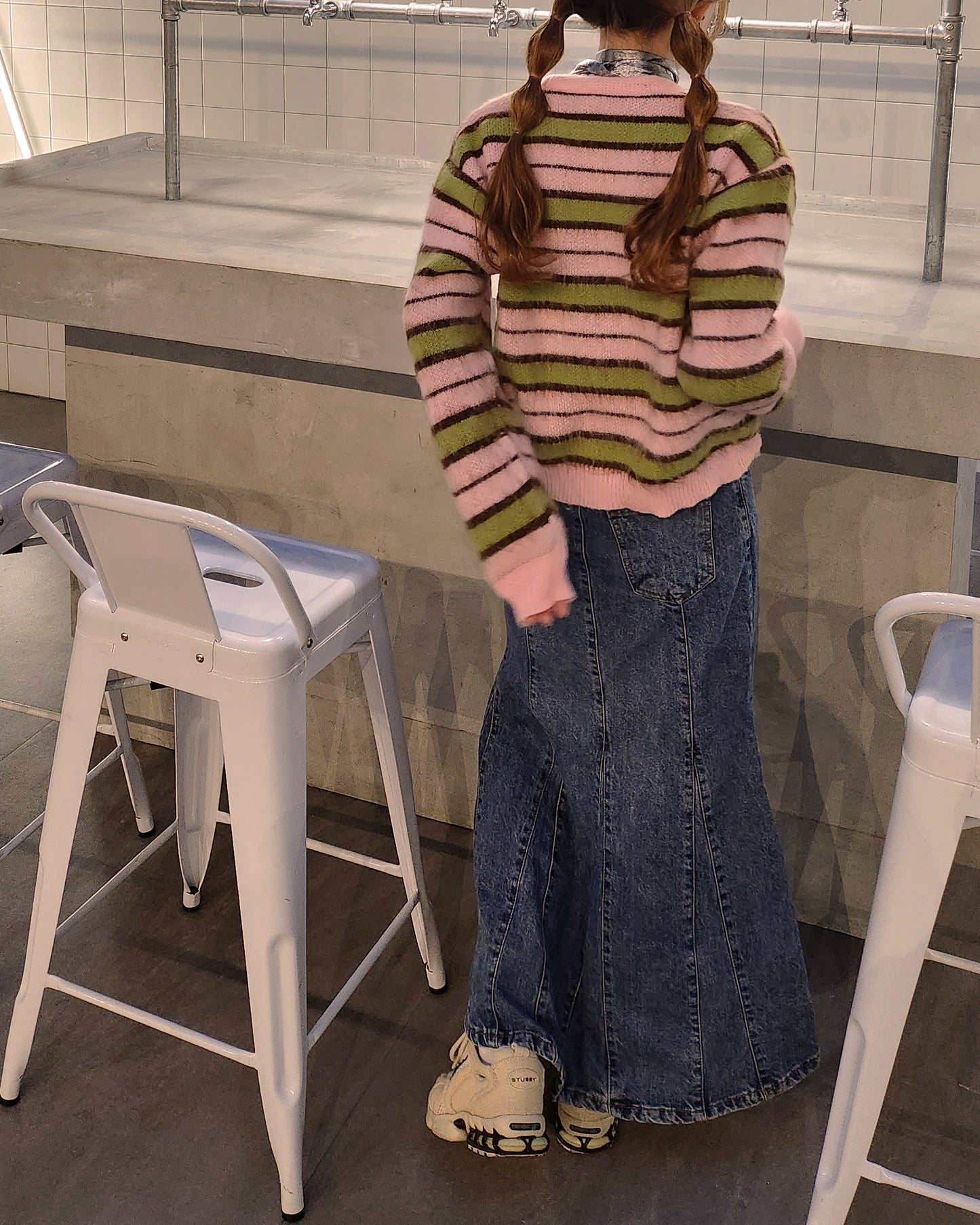 multi stripe knit cardigan