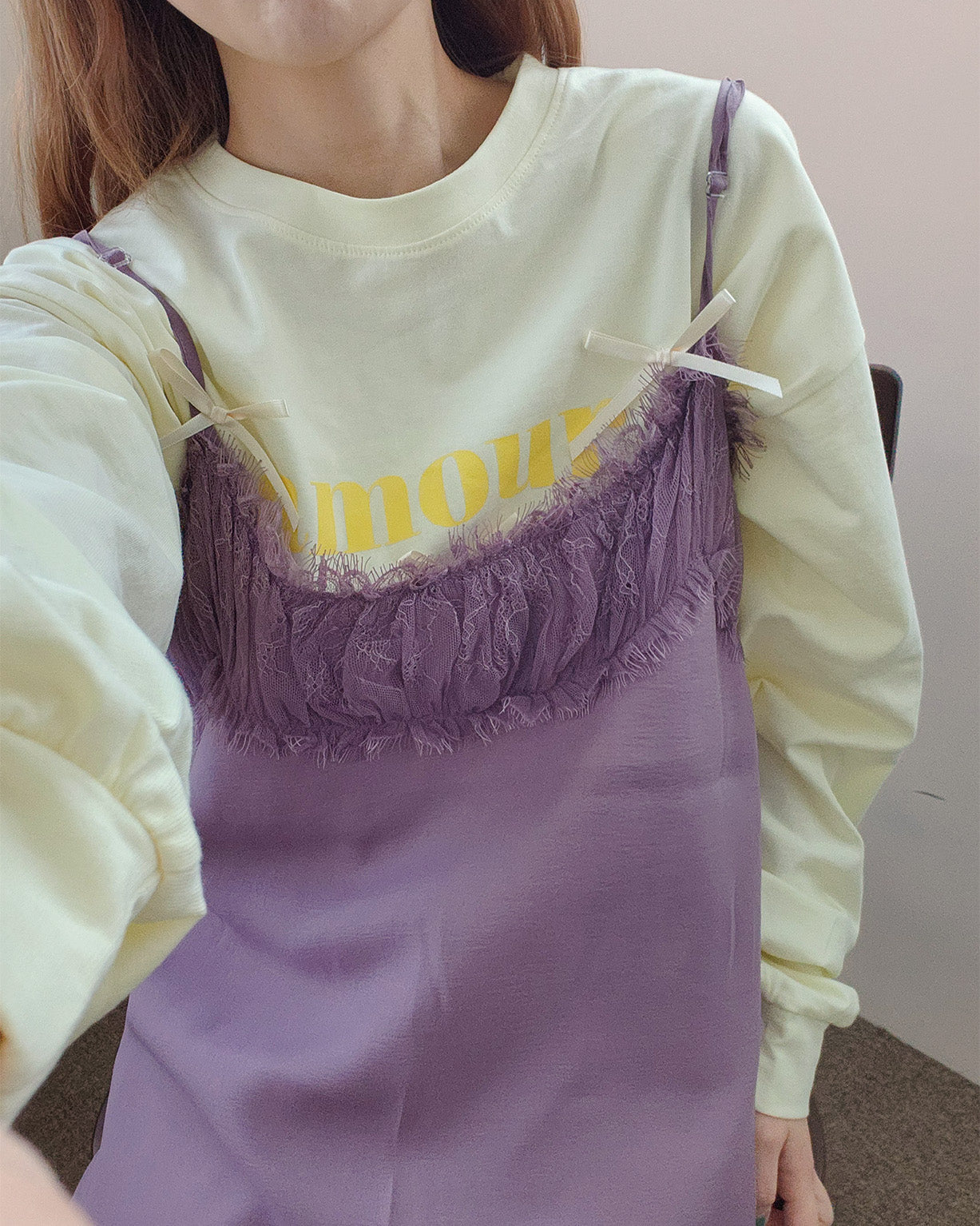 ribbon point logo long sleeve T