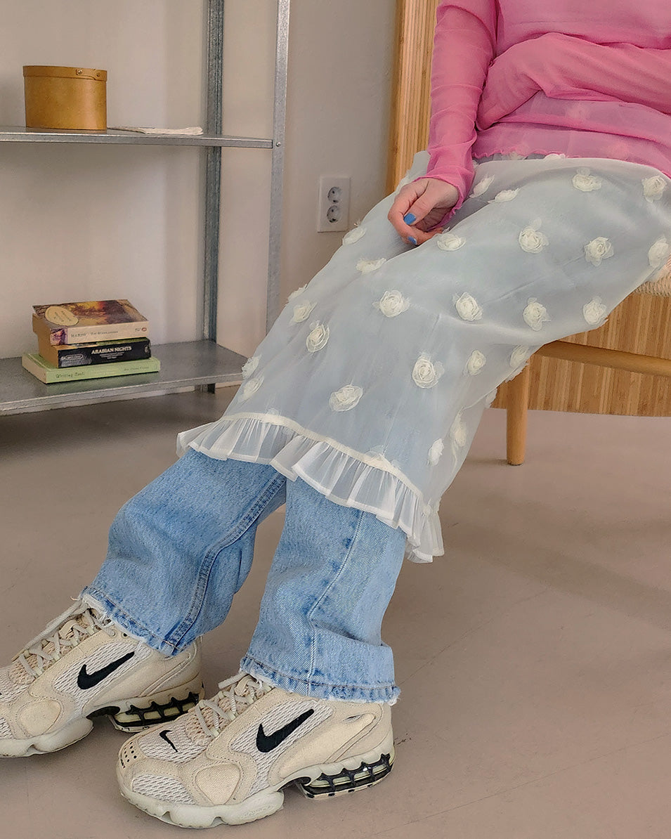 rose motif frill sheer skirt