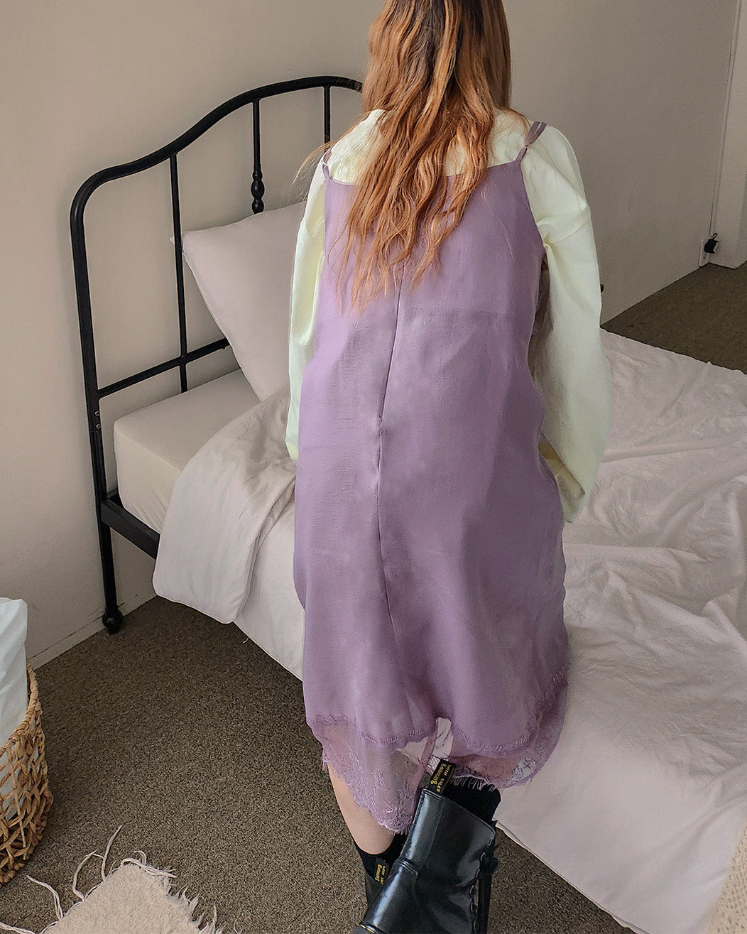 lace point camisole midi dress