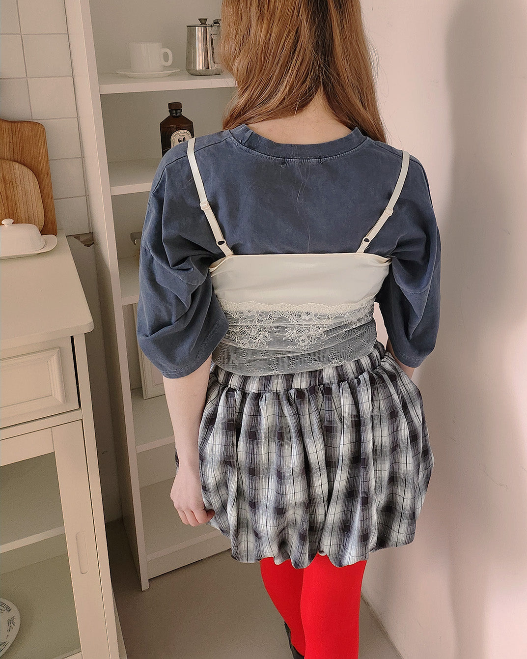 check balloon mini skirt
