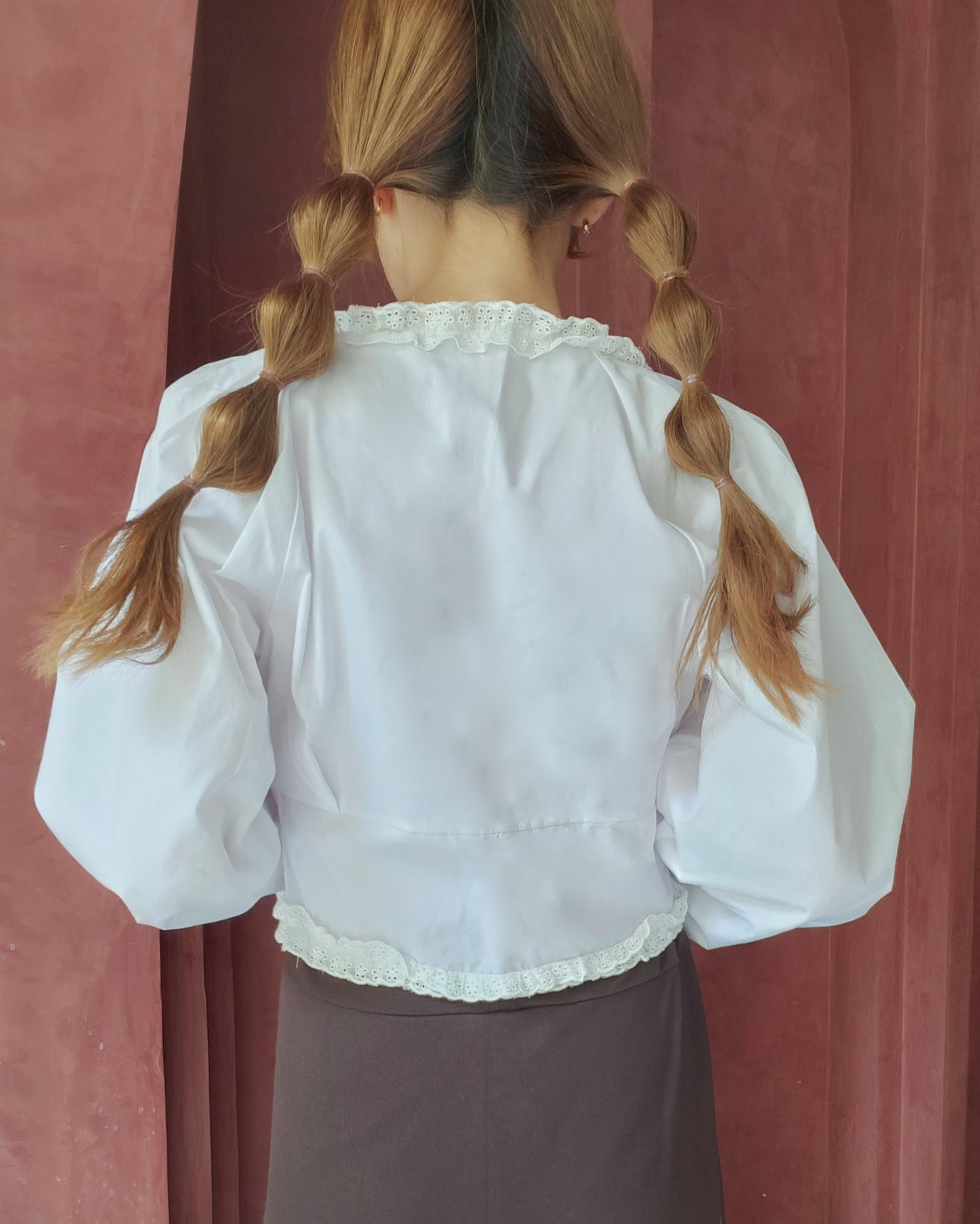 frill double ribbon blouse