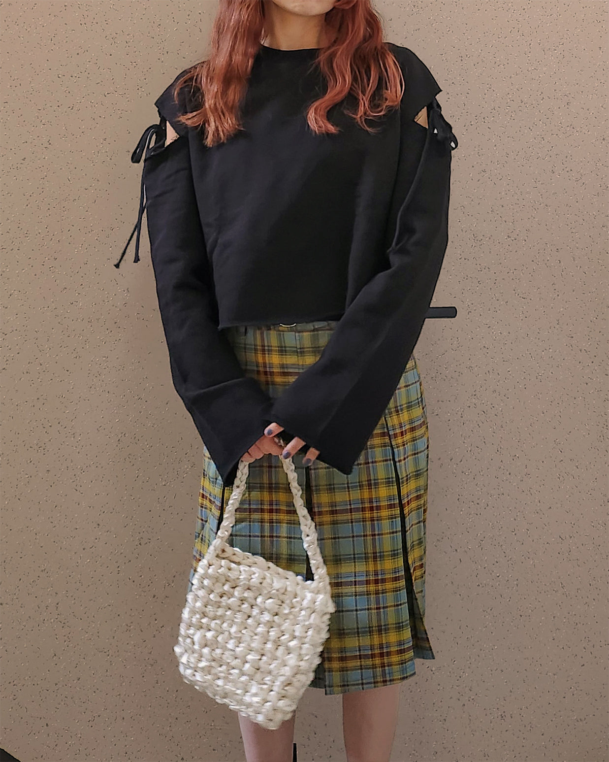 cut out ribbon sweatshirt