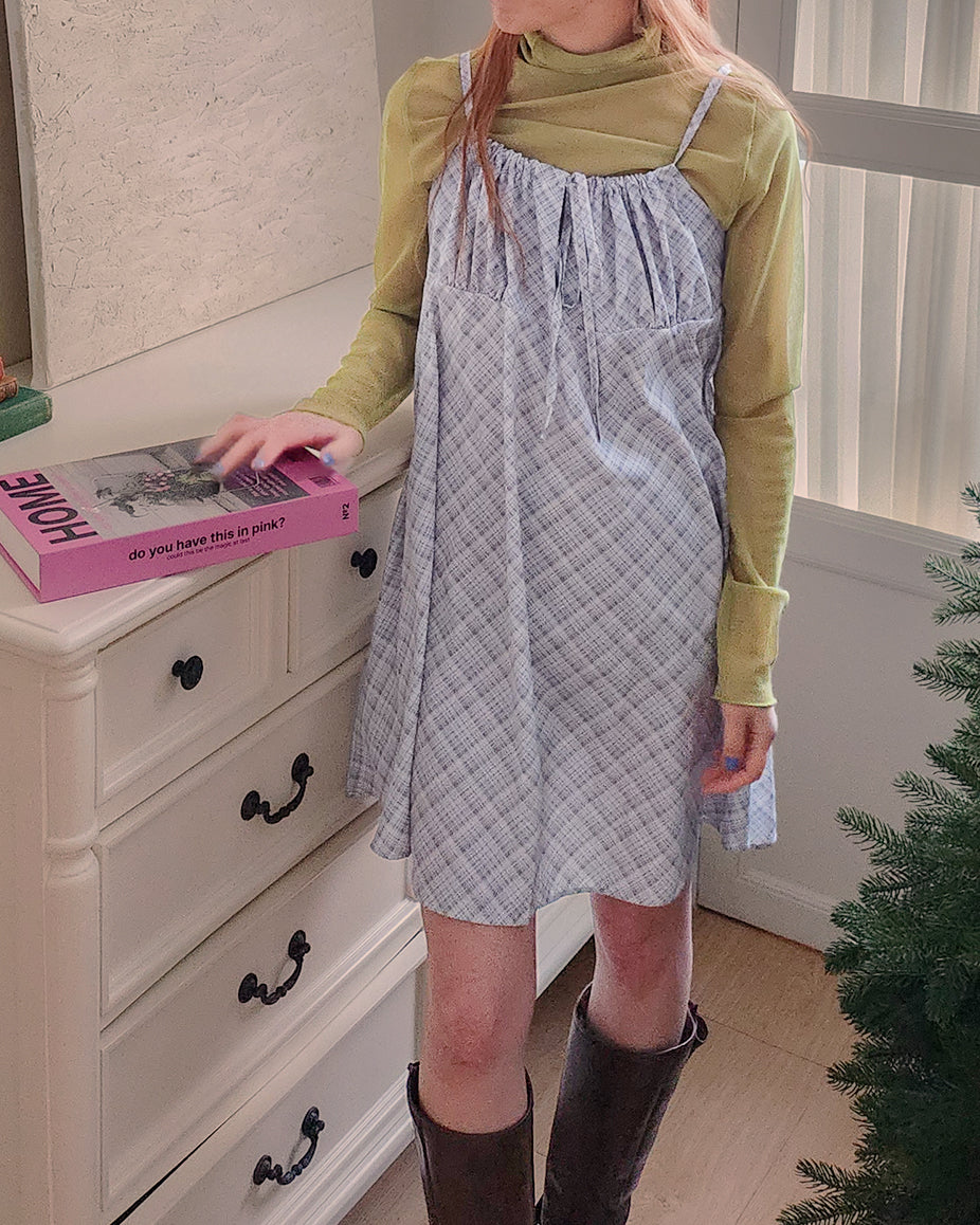 check camisole mini dress
