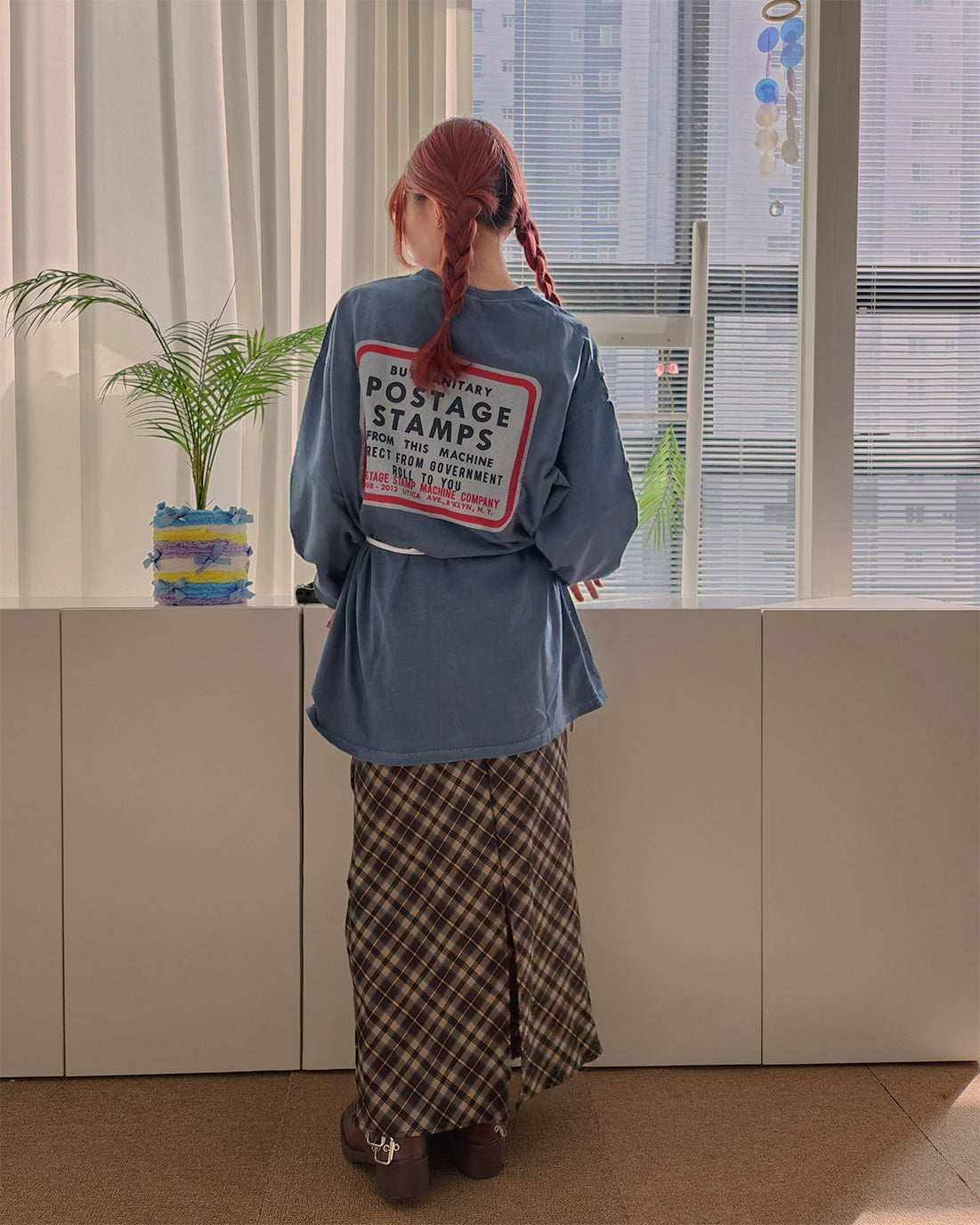 pigment box logo oversize long sleeve T