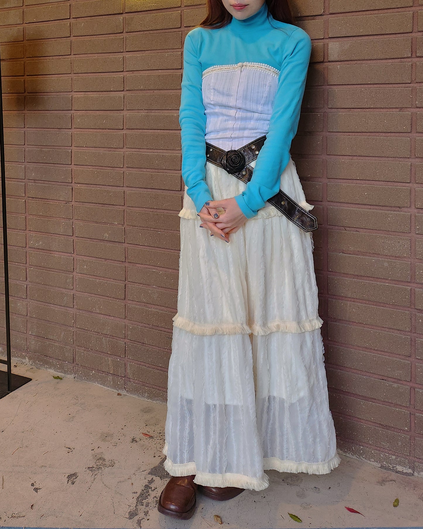 cotton flower lace bustier