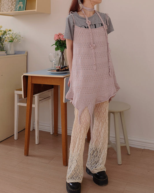 rose scarf knit mini dress