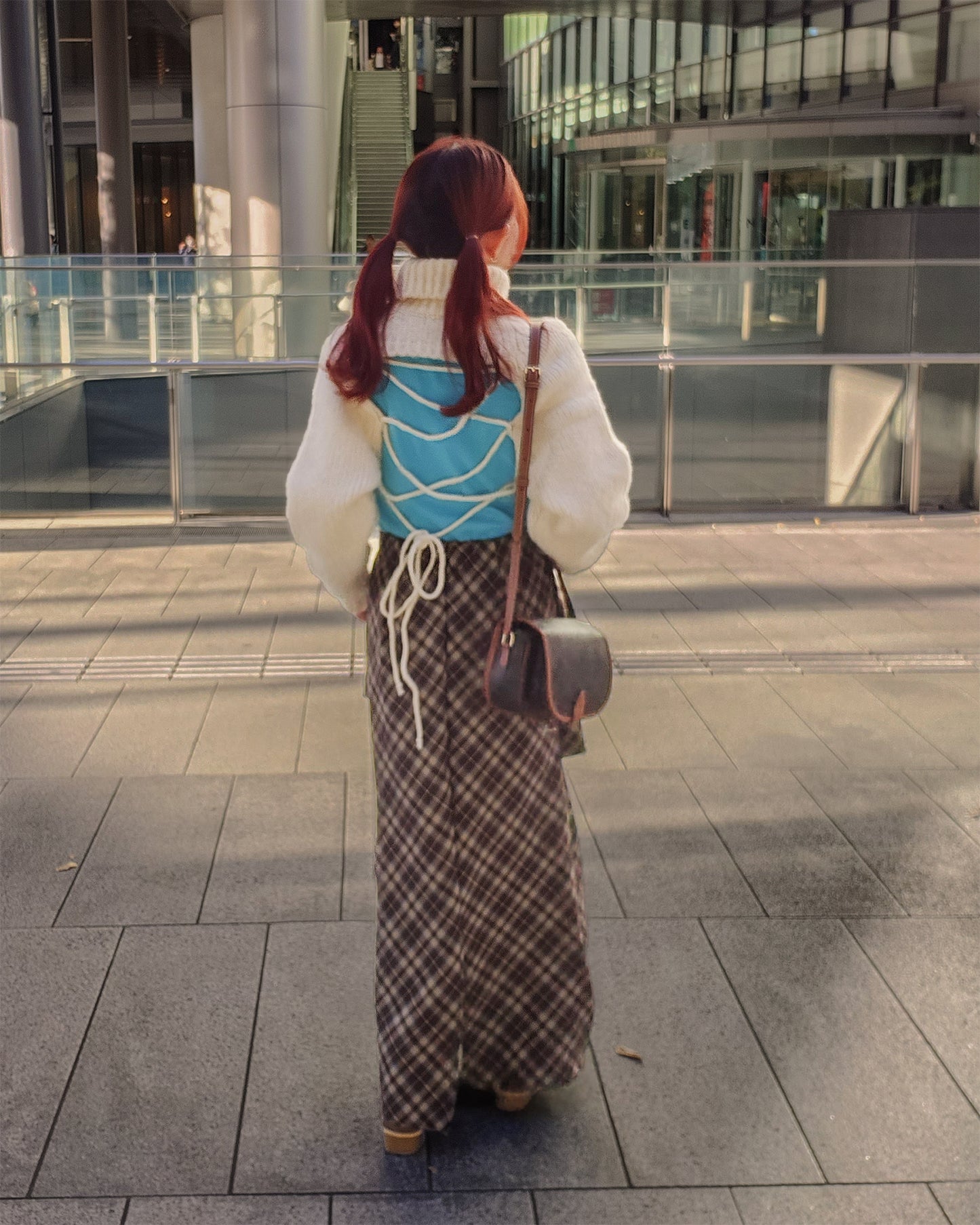 turtleneck eyelet short knit