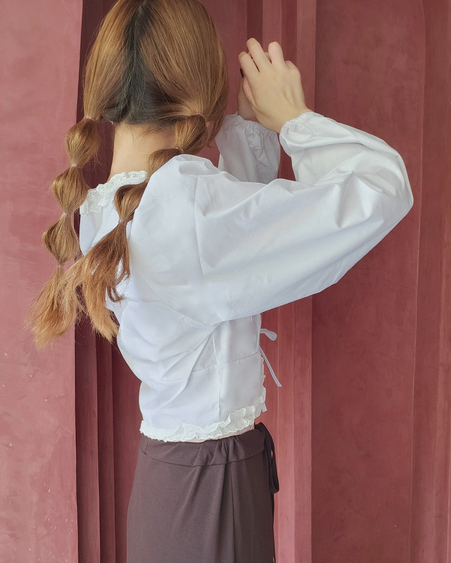 frill double ribbon blouse