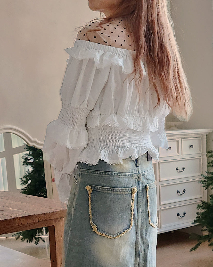 dot sheer long sleeves T