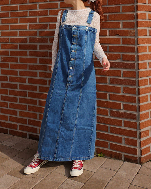 denim salopette long dress