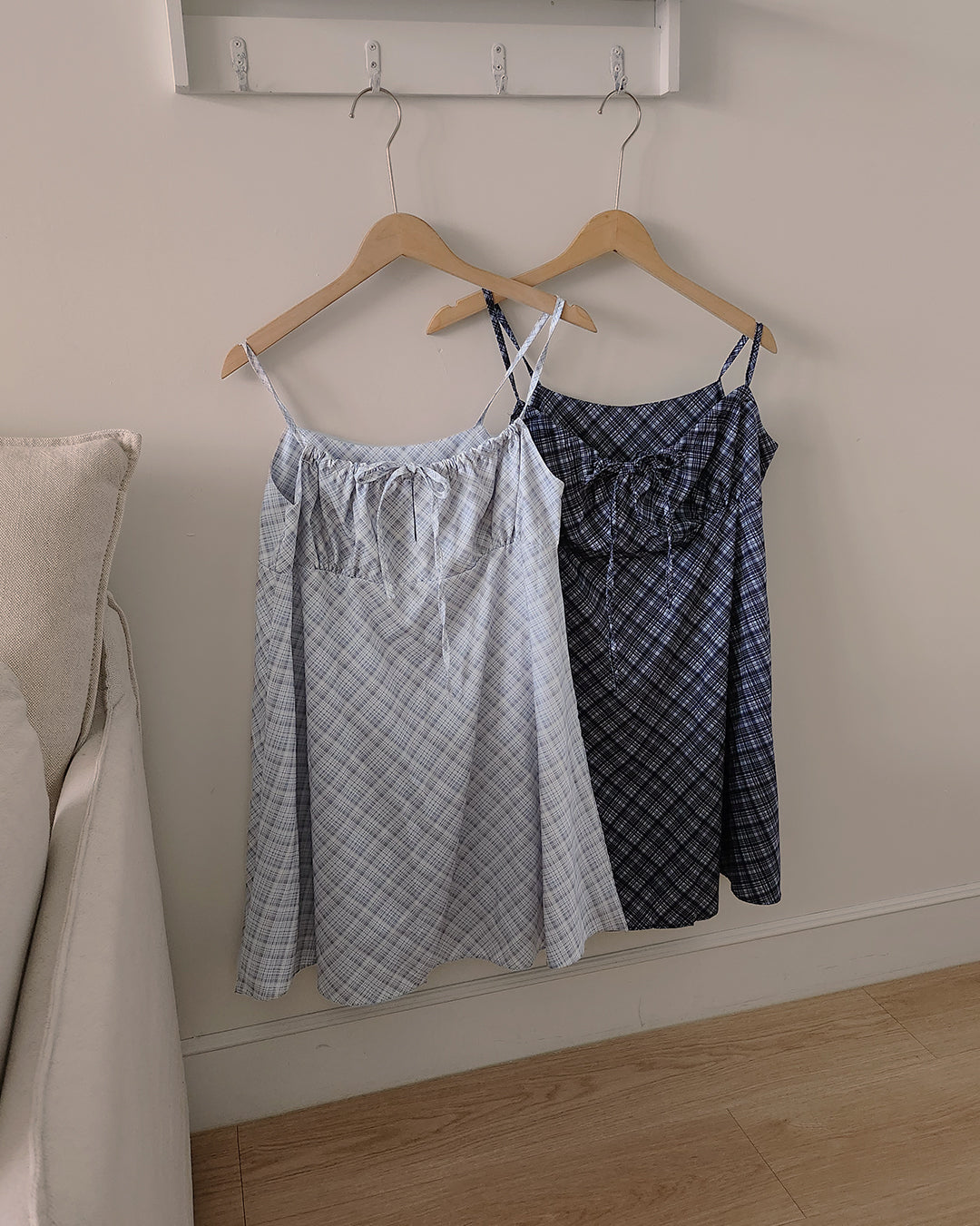 check camisole mini dress